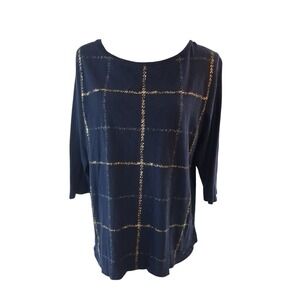 Tommy Hilfiger Navy Blue with Gold and Silver Metallic Stripes Womens Size XL